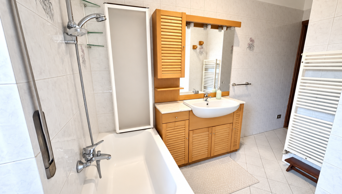 Bagno luminoso e ordinato